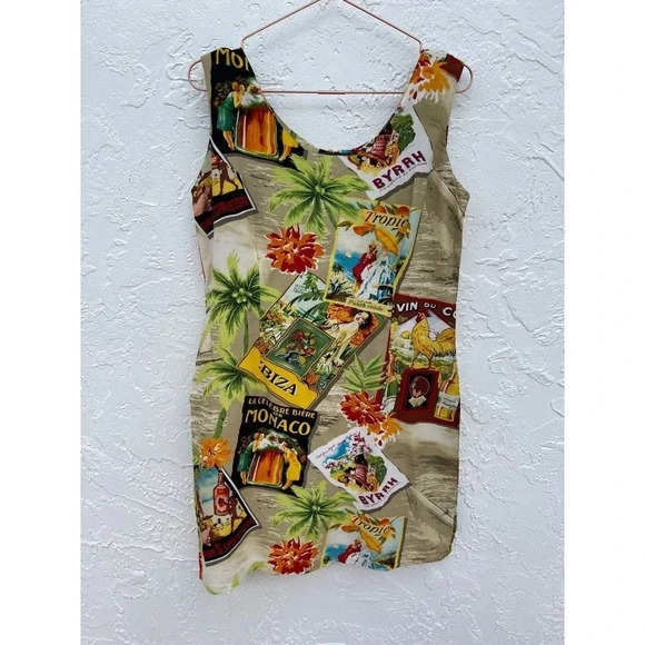 Vintage Jams World Womens Sleeveless Retro Pop Hawaiian Mini Dress Multi Sz M - Picture 1 of 8